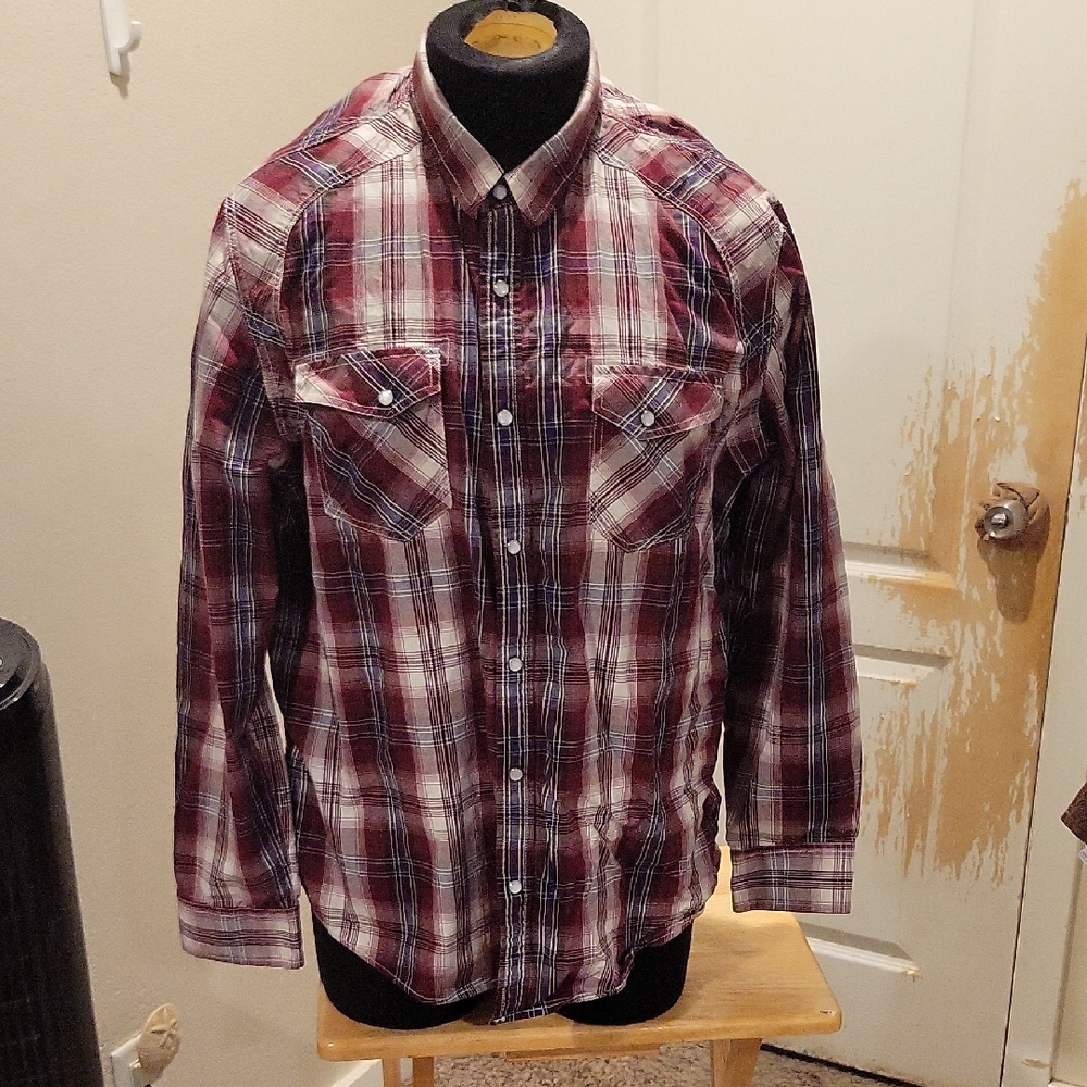 American Rag Men's Plaid Button-Down Shirt - Red, White, and Black